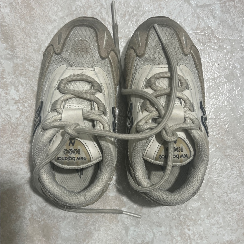 New Balance Kids Beige and Gray Athletic Sneakers